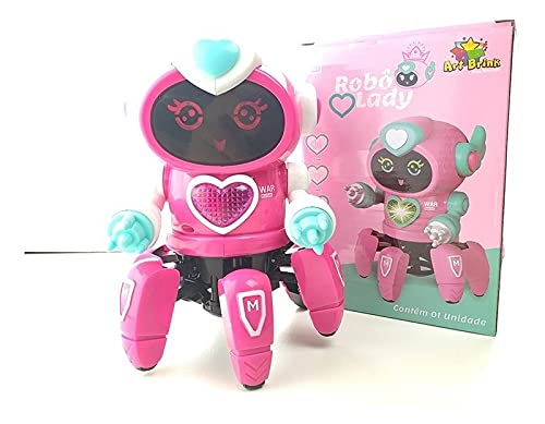 Robozinha De Brinquedo Menina Rosa Com Movimentos Som E Luz