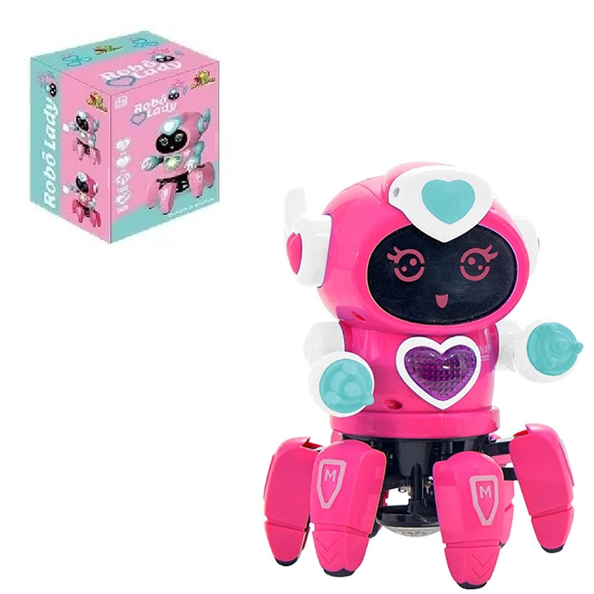 Robozinha De Brinquedo Menina Rosa Com Movimentos Som E Luz