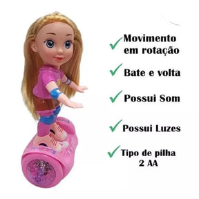 Boneca Hoverboard Bate e volta com Luz e Som