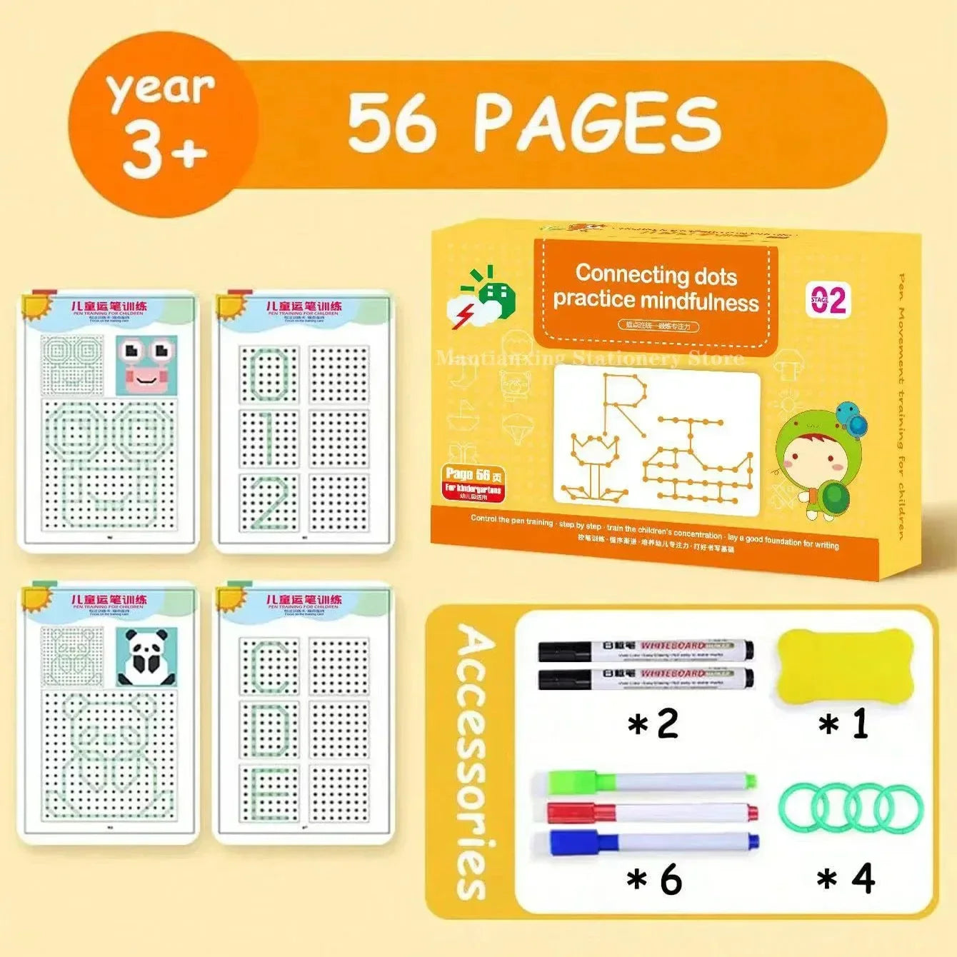 Brinquedo educativo, caderno infantil de atividades sensoriais - 3 a 6 anos