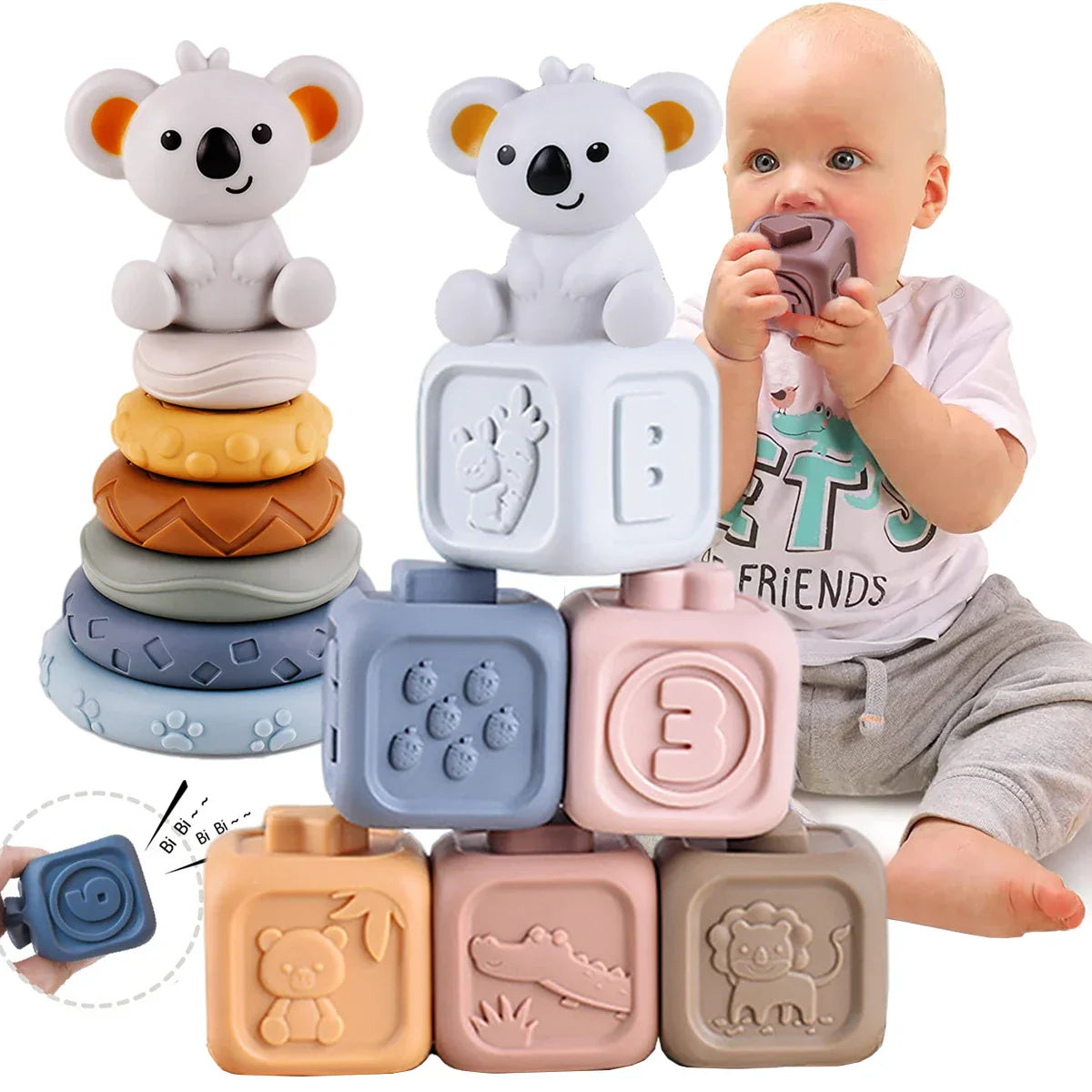 Brinquedo Montessori Kikiko Kids De Silicone