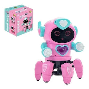 Robozinha De Brinquedo Menina Rosa Com Movimentos Som E Luz